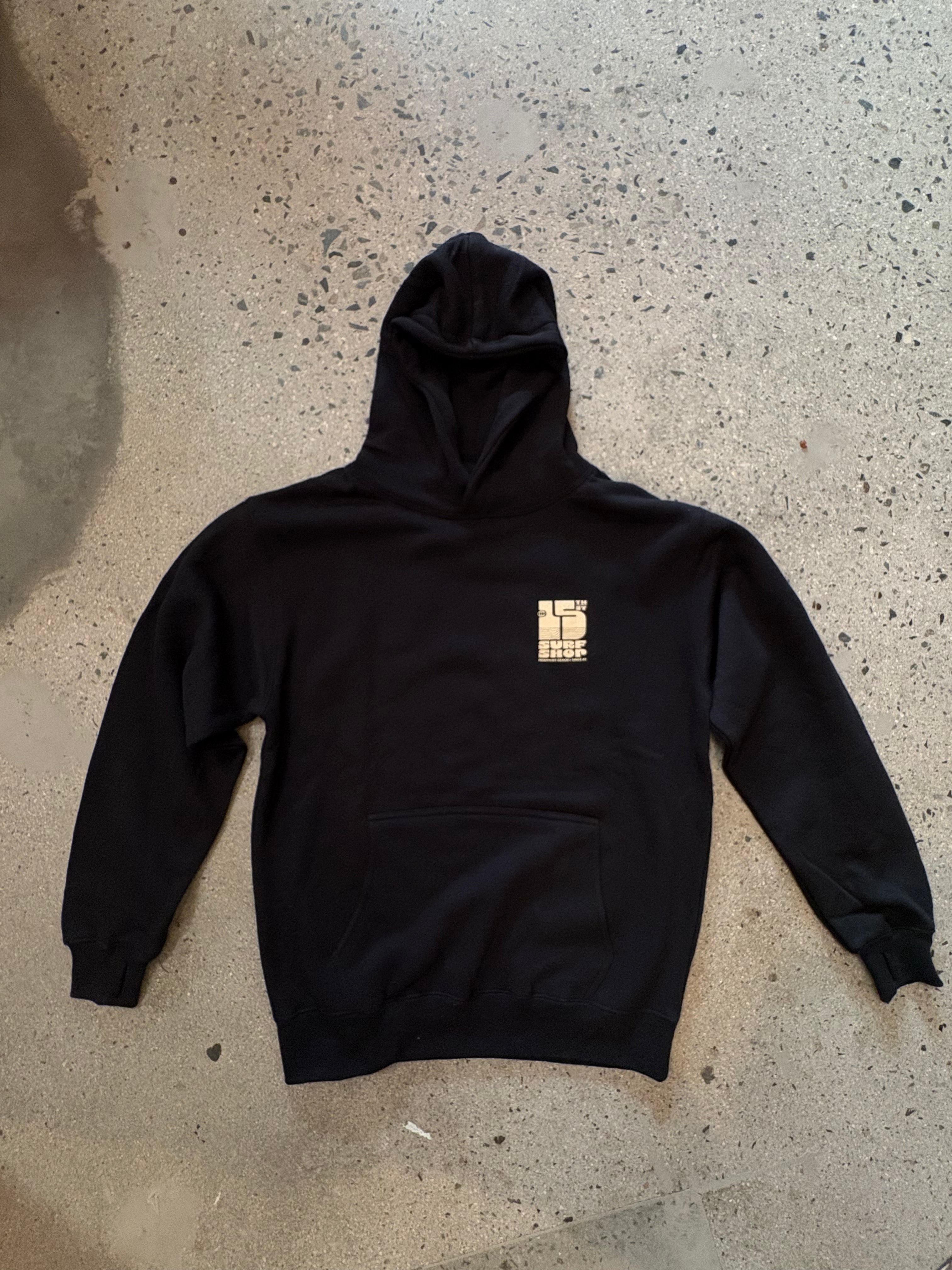 15th St Women's Oversized Groovy Drip Hooded Fleece CREAM on BLACK