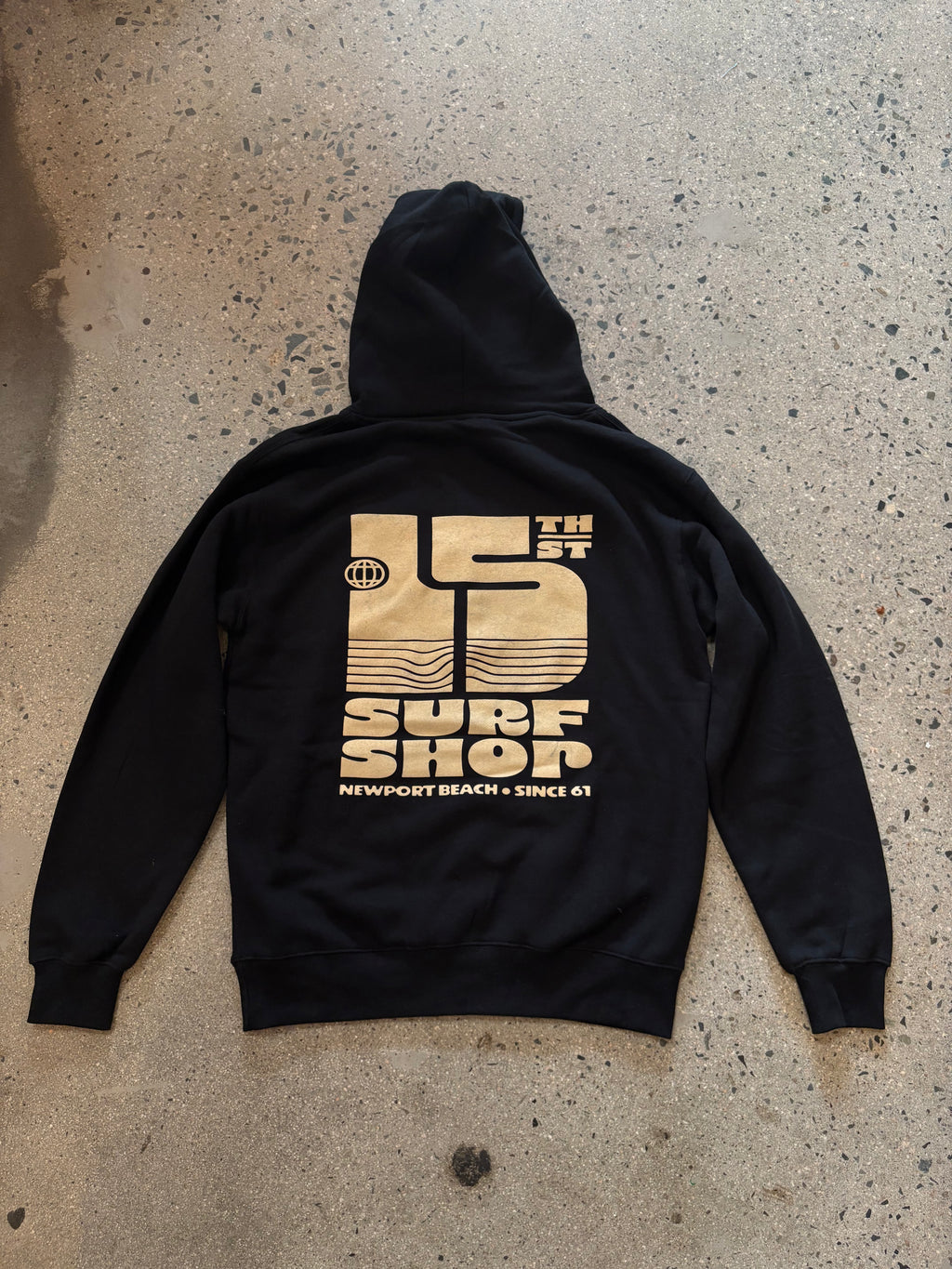 15th St Women's Oversized Groovy Drip Hooded Fleece CREAM on BLACK