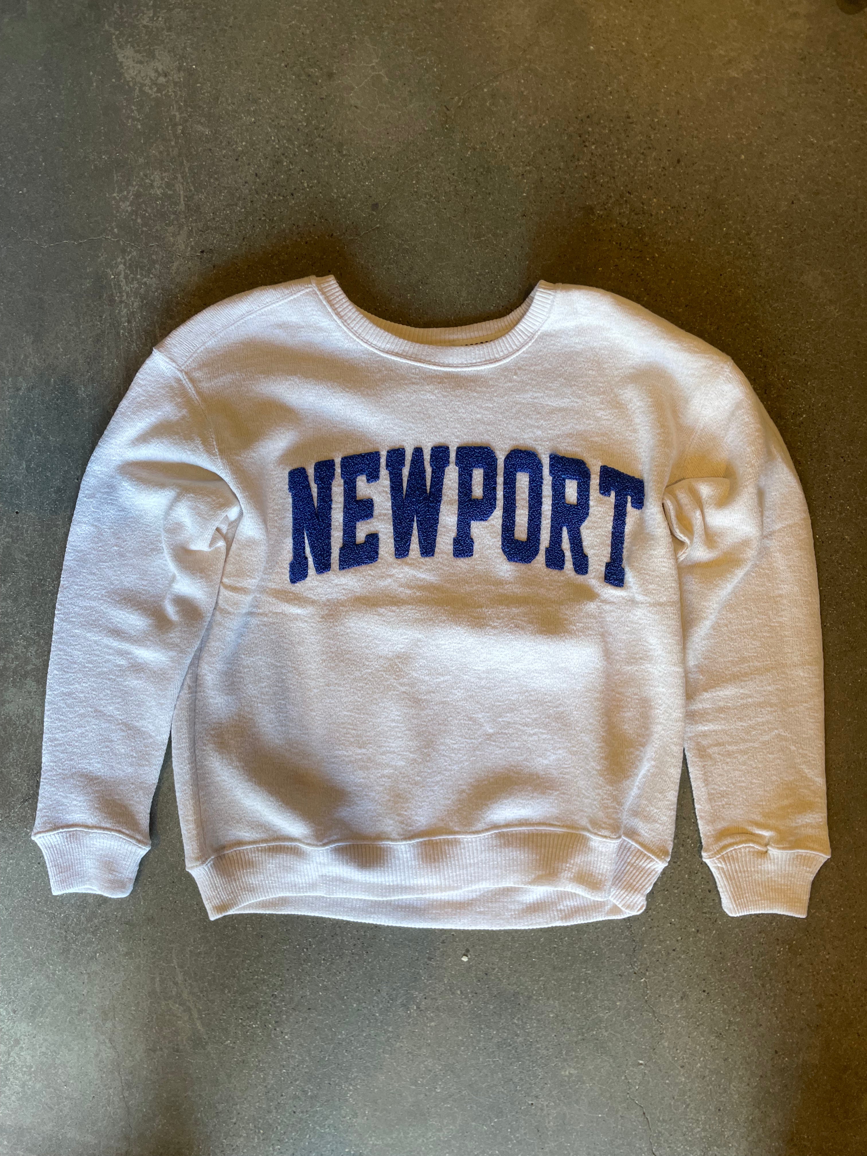 WOMEN'S FLUFFY NEWPORT Crew Knit Sweater  NAVY on COCONUT