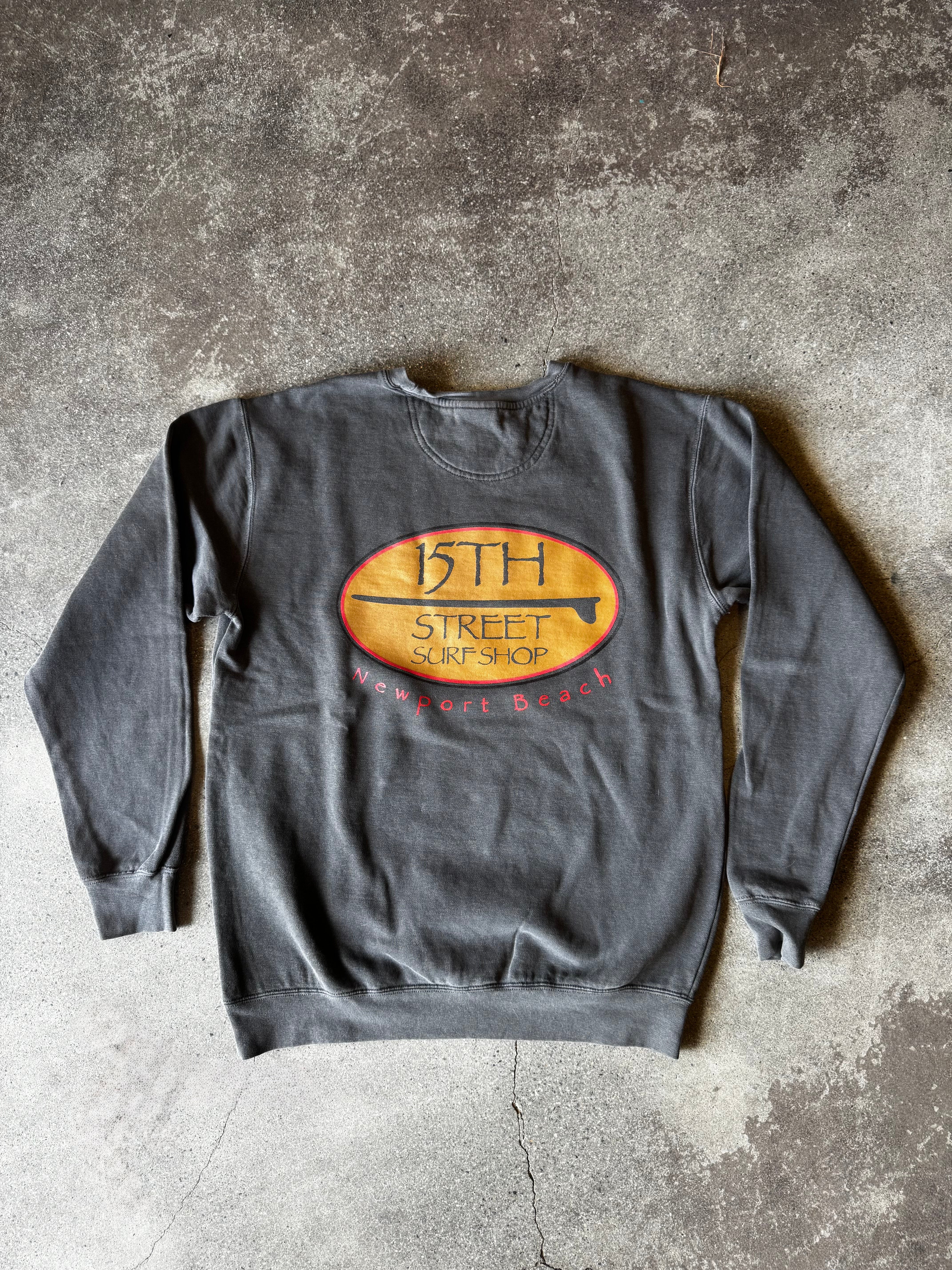 15th St Men's Old School Crewneck Fleece VINTAGE COAL BLACK