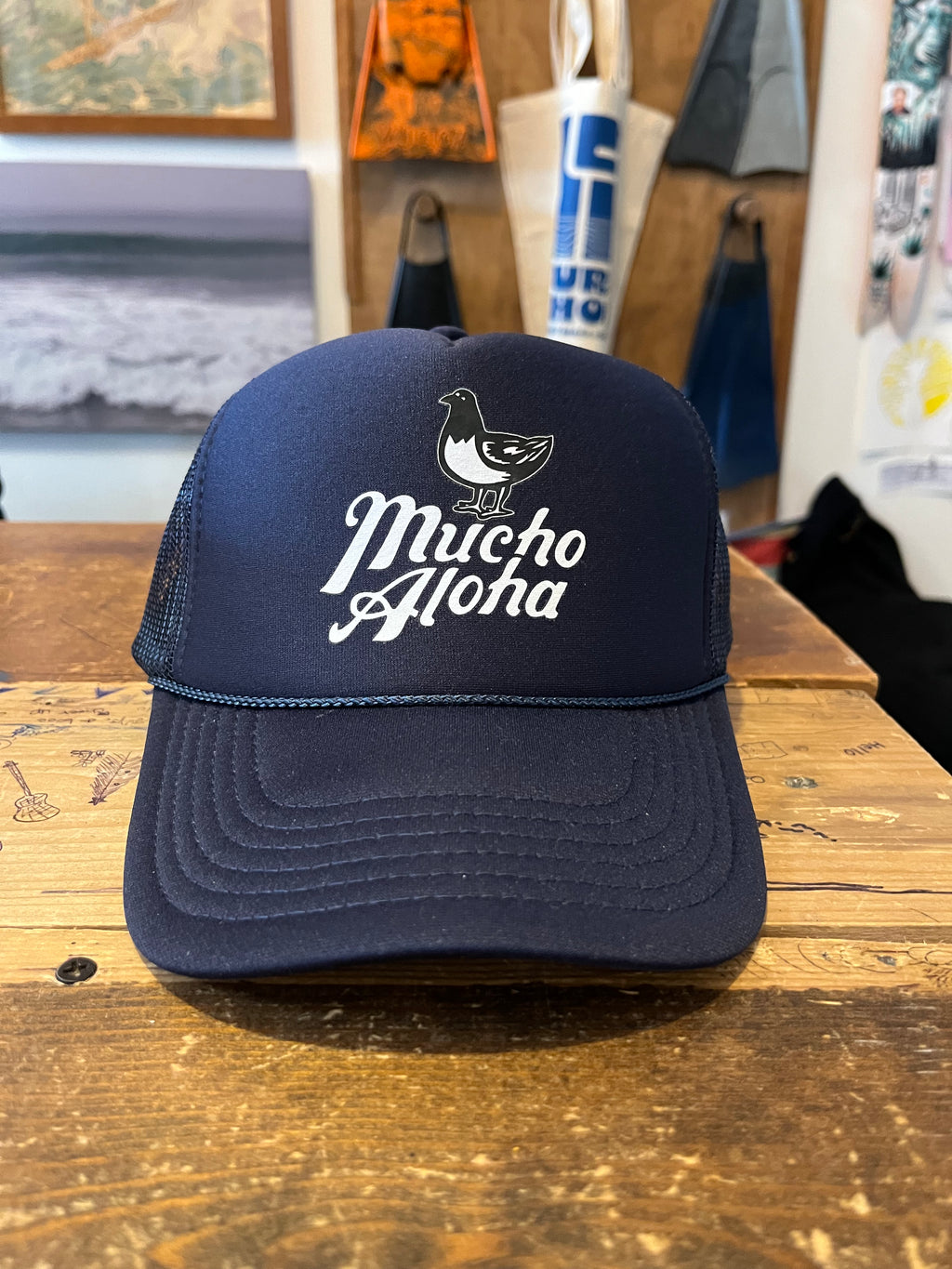 Mucho Aloha by Yokishop Foam Trucker Hat - Navy