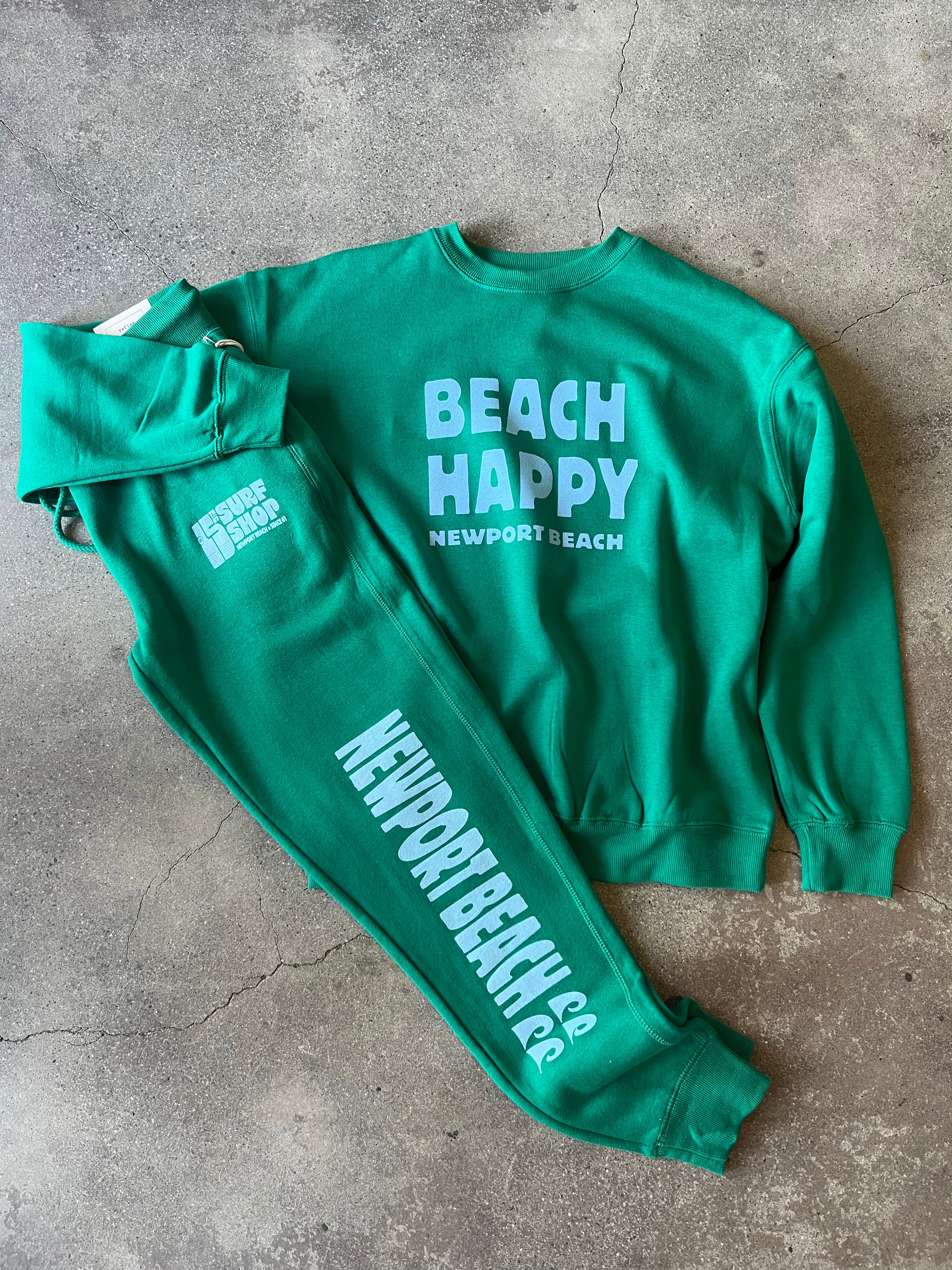 15th St Women's Beach Happy Crewneck Fleece FUN GREEN