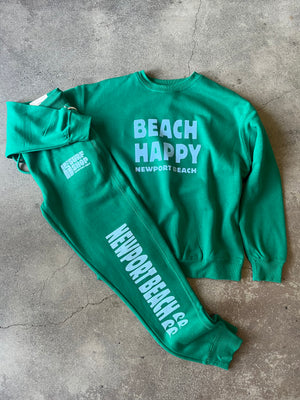 15th St Women's Beach Happy Crewneck Fleece FUN GREEN