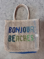 The Jacksons Bonjour Beaches Handmade Woven Wicker Tote Bag SMOKED SAND