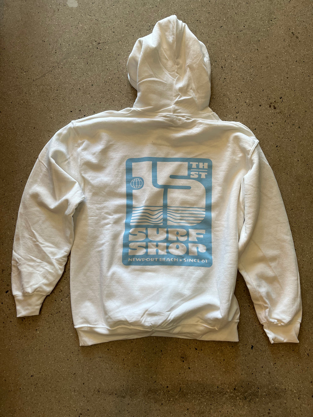 15th St Men's Groovy Drip Hooded Fleece BABY BLUE on WHITE