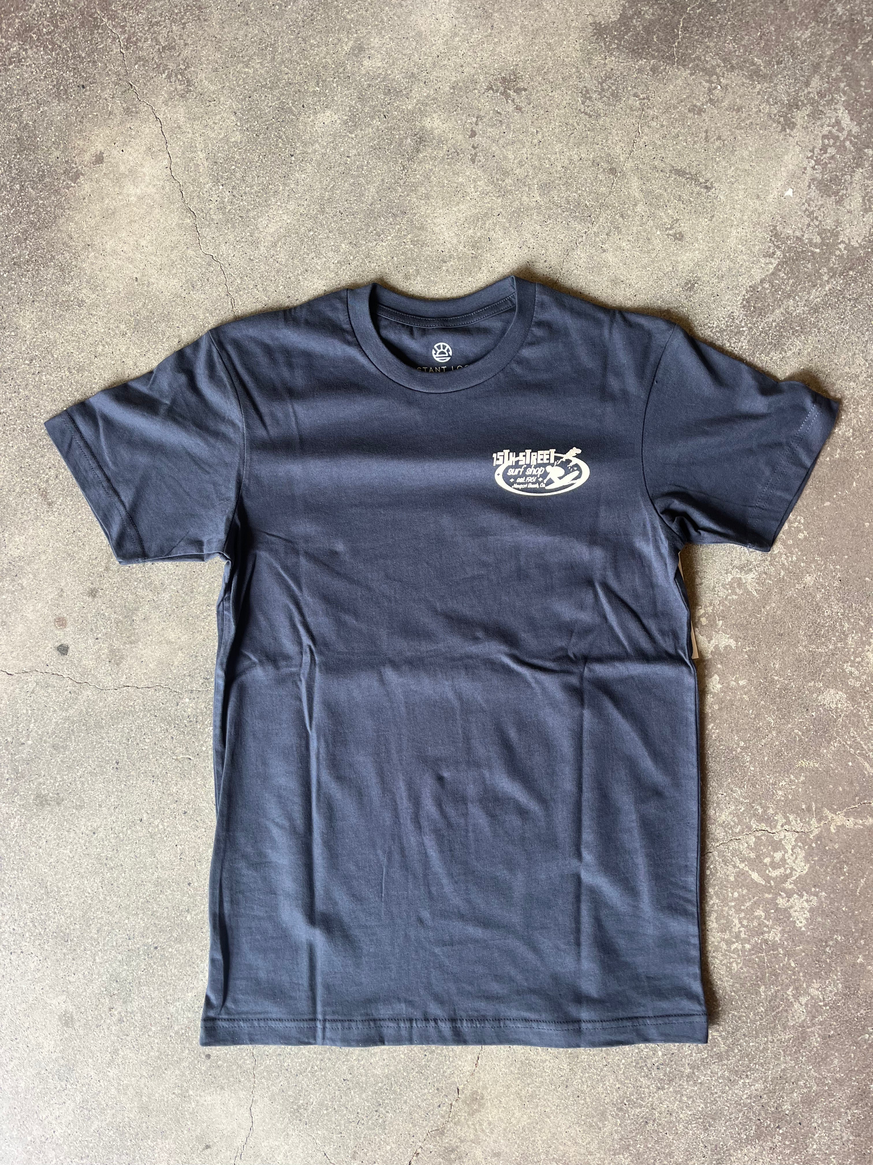 15th St Men's Newport Beach Surf Map Short Sleeve T-Shirt  NAVY