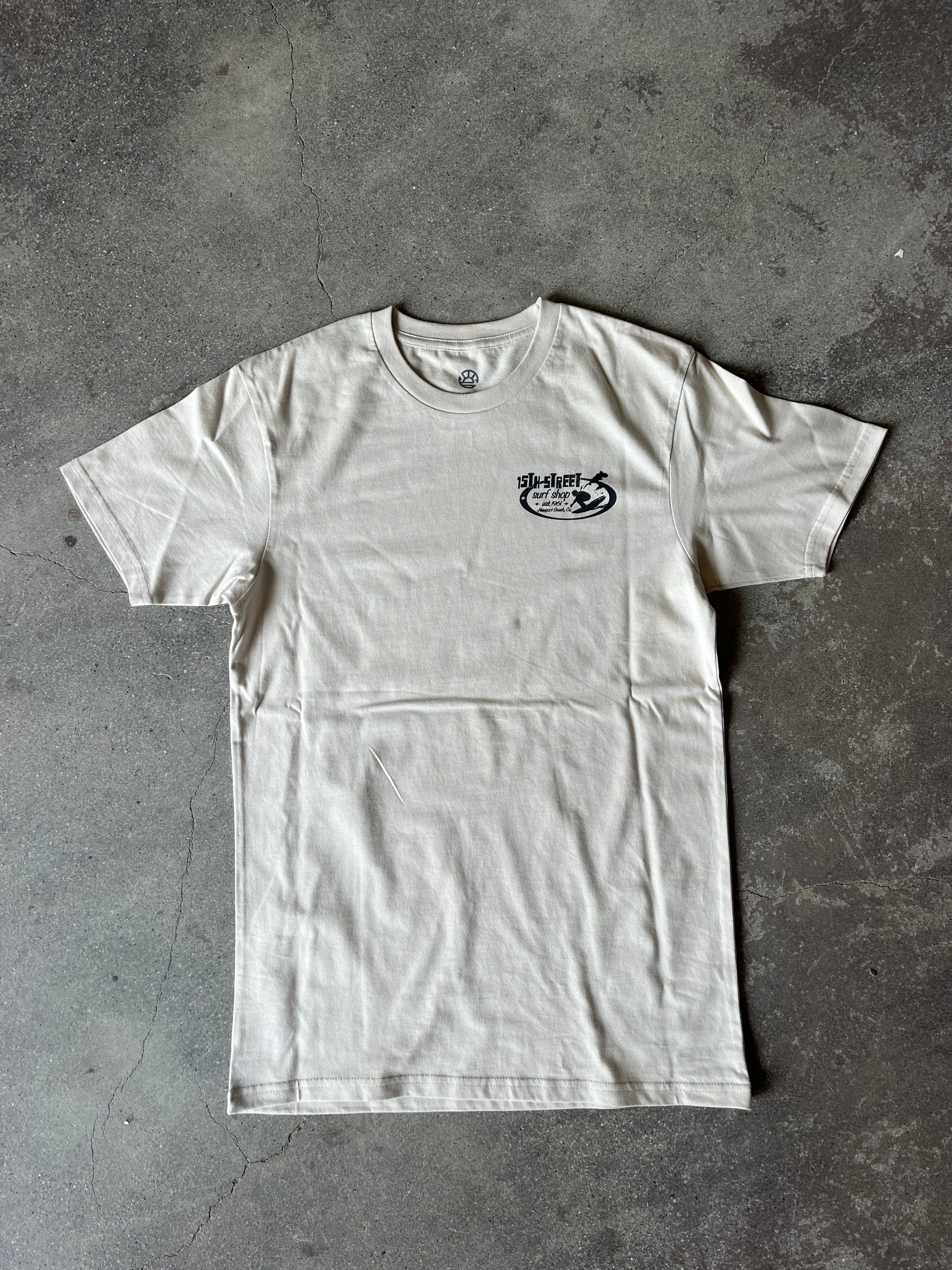 15th St Men's Newport Beach Surf Map T-Shirt BONE WHITE