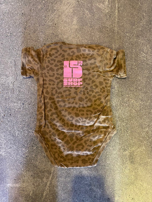 15th St Beach Happy Onesie HOT PINK on BABY LEOPARD