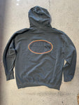 15th St Men's Old School Embroidered Hooded Pullover Fleece  Charcoal Grey Tonal
