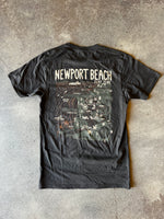 15th St Men's Newport Beach Surf Map Short Sleeve T-Shirt  OLIVE