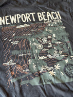 15th St Men's Newport Beach Surf Map Short Sleeve T-Shirt  OLIVE