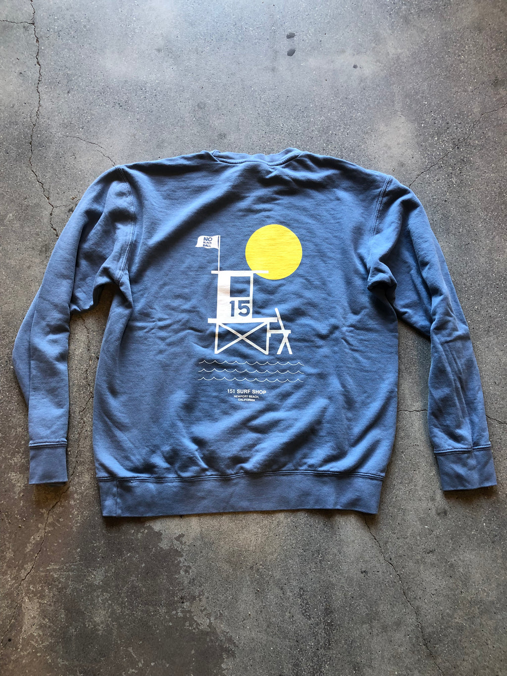 15th St Men's No Black Ball Crew Fleece Washed Navy