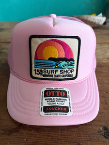 15th St SUNSET SURFER Design Adult Trucker Hat PINK
