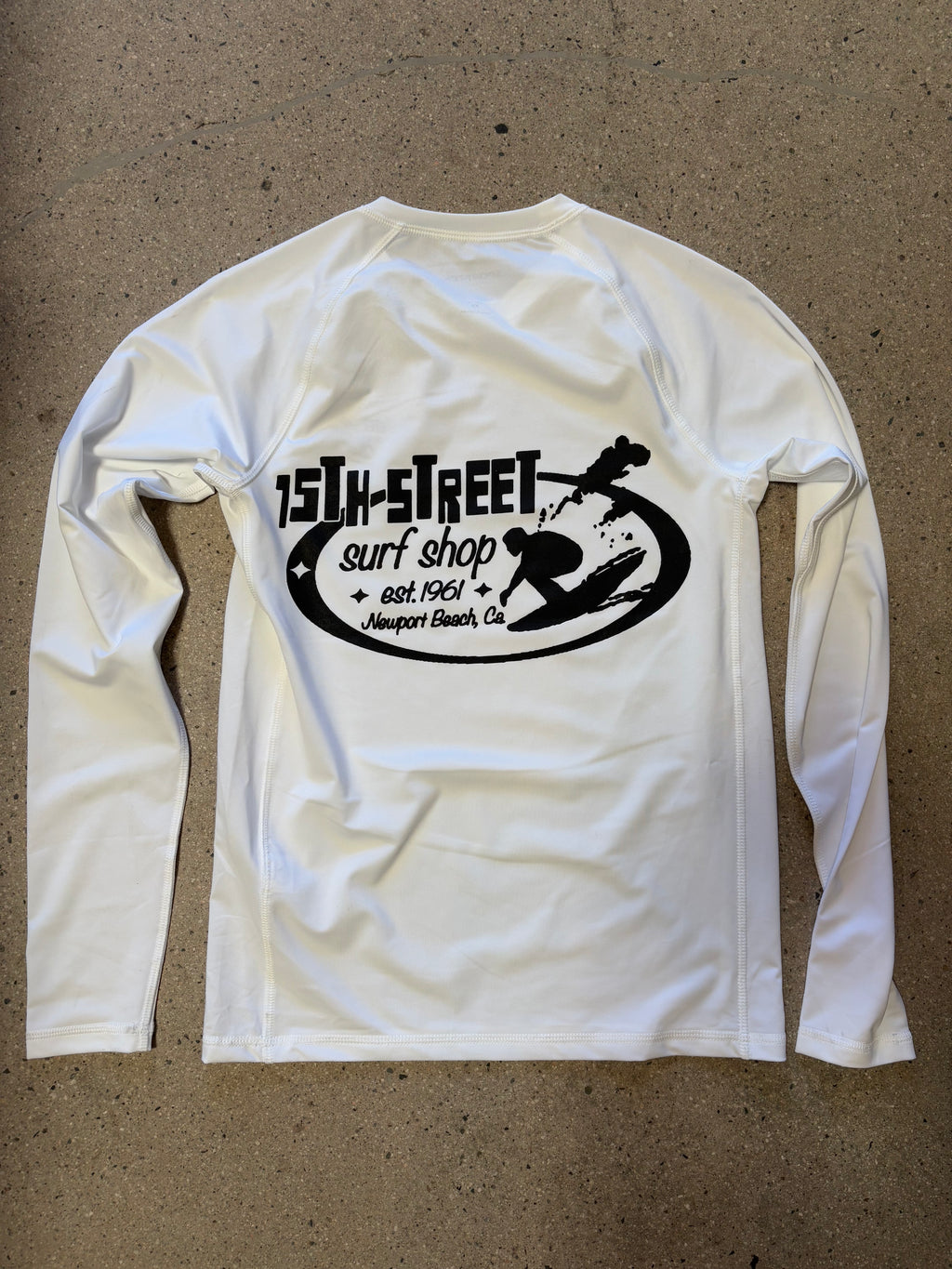 15th St Men's Since 61 Long Sleeve Rash Guard BLACK on WHITE
