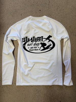 15th St Men's Since 61 Long Sleeve Rash Guard BLACK on WHITE