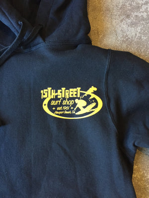 15th St Men's Since 61 Hooded Pullover Fleece BLACK with GOLD